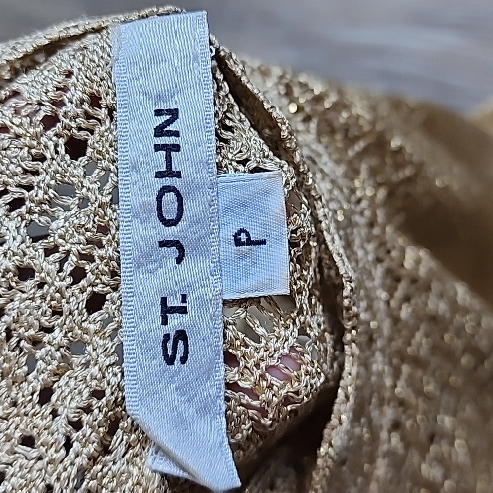 St. John Metallic Gold Sleeveless Blouse - Picture 8 of 16